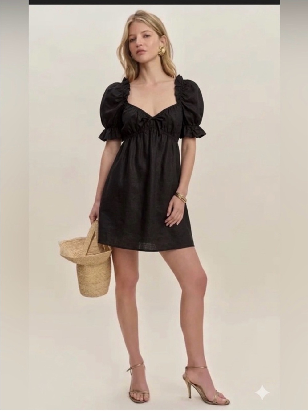 Reformation Channa Black Linen Dress - Picture 2 of 8